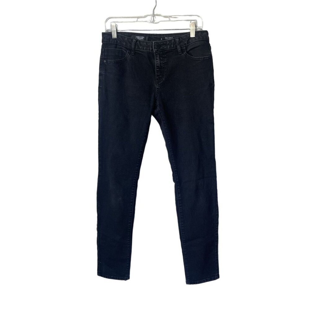 Simply Vera Wang Denim Size 6 Skinny Mid-Rise Ankle Length Black Denim Jean